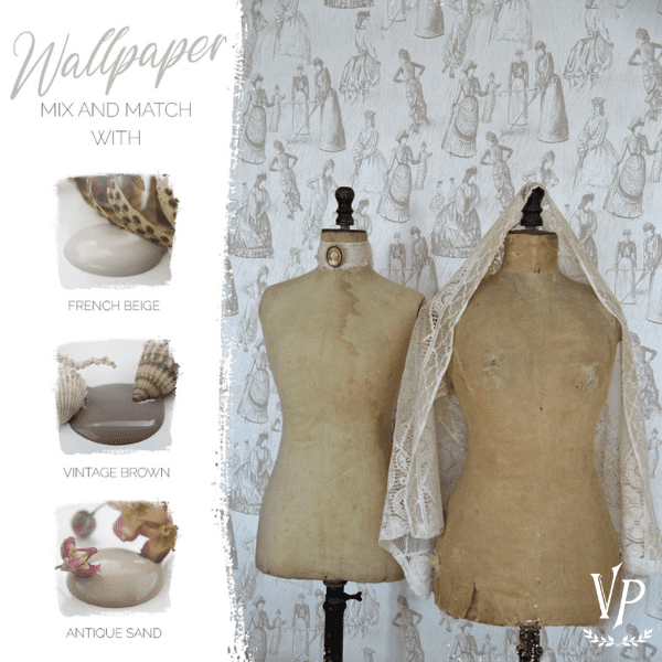 Association couleurs peinture à la craie et papier peint Vintage Paint Toile Madame 700253