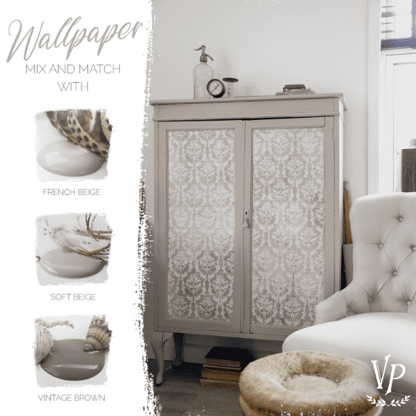 Association couleurs peinture à la craie et papier peint Vintage Paint Beige - 700287