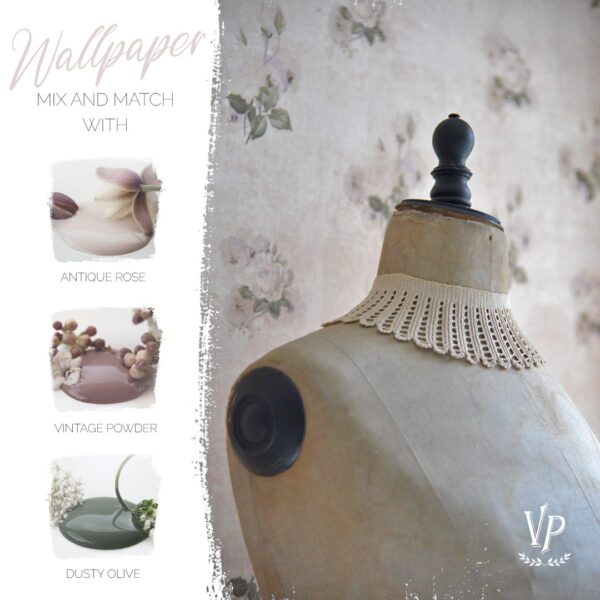 Association couleurs peinture à la craie et papier peint Vintage Paint Faded Rose - 700237