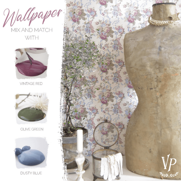 Association couleurs peinture à la craie et papier peint Vintage Paint Roses Forever 3 - 700320