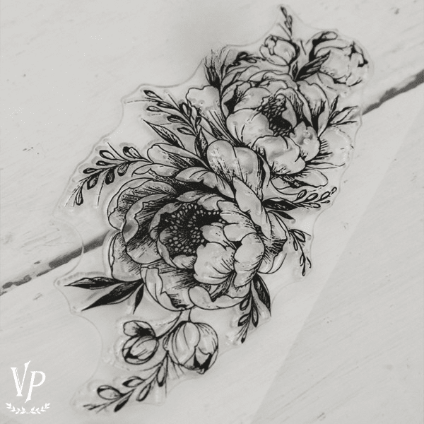 702018 Tampon decoratif Oval Flower 15 cm A