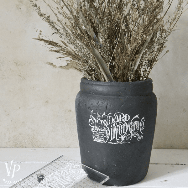 702024 Tampon decoratif Text Silver ware 8 x 15 cm C