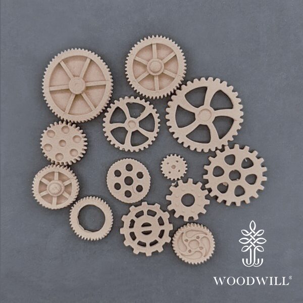 800515 Woodwill Ornement Rouages 13 pieces