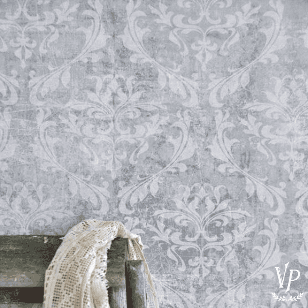 Inspiration papier peint Vintage Paint Damask gris 2 - 700291